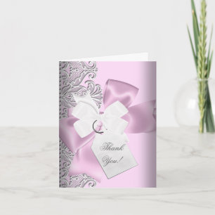 Tarjeta De Agradecimiento Gracias Rosa Gray White Lace