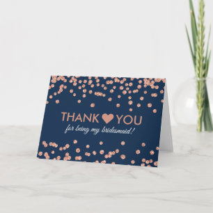 Tarjeta De Agradecimiento Gracias Rosa Purpurina de oro Confetti Navy Blue