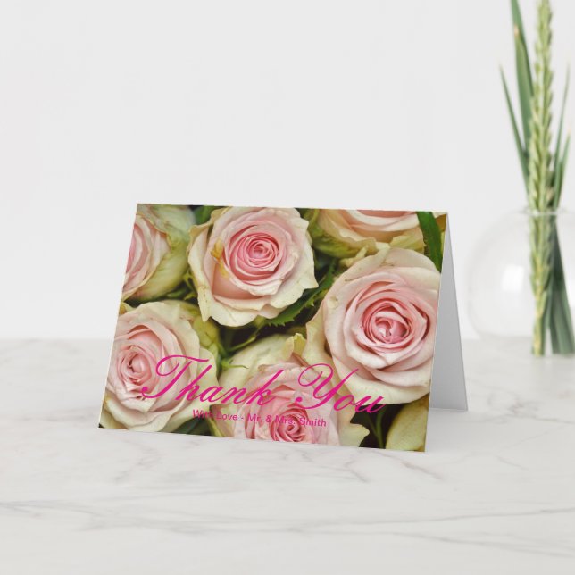 Tarjeta De Agradecimiento Gracias Rosa Rosa Rosa (Anverso)