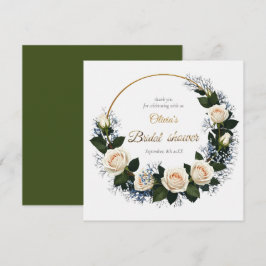 Tarjeta De Agradecimiento Gracias Rosas Blancas y Aliento de Bebé Azul