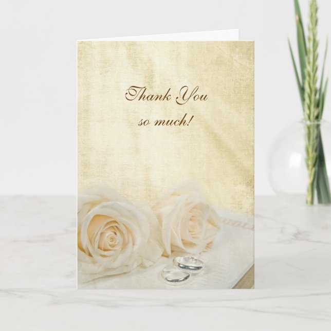 Tarjeta De Agradecimiento Gracias Rosas Bodas (Anverso)