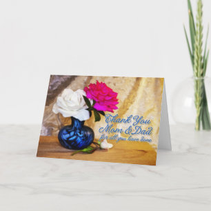 Tarjeta De Agradecimiento Gracias rosas por mamá y papá