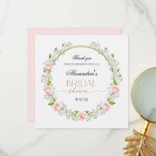 Tarjeta De Agradecimiento Gracias Rosas Rosadas y Aliento de Bebé