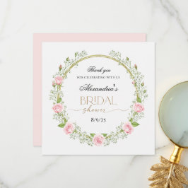 Tarjeta De Agradecimiento Gracias Rosas Rosadas y Respiración de Bebé