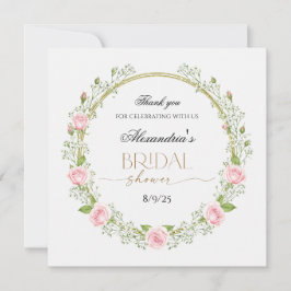 Tarjeta De Agradecimiento Gracias Rosas Rosadas y Respiración de Bebé