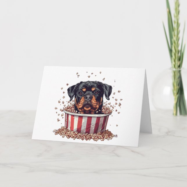 Tarjeta De Agradecimiento Gracias Rottweiler Dog Movie Popcorn Bucket (Anverso)
