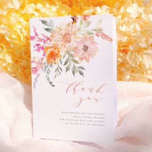 Tarjeta De Agradecimiento Gracias Rubor & Verde Azulado Floral de Primaver