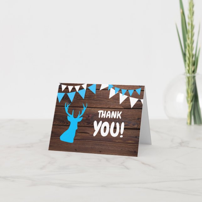 Tarjeta De Agradecimiento GRACIAS Rustic Buck Deer Baby Shower Boy | FOTO (Anverso)