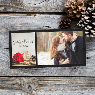 Tarjeta De Agradecimiento Gracias Rustic Red Poinsettia Winter Wedding