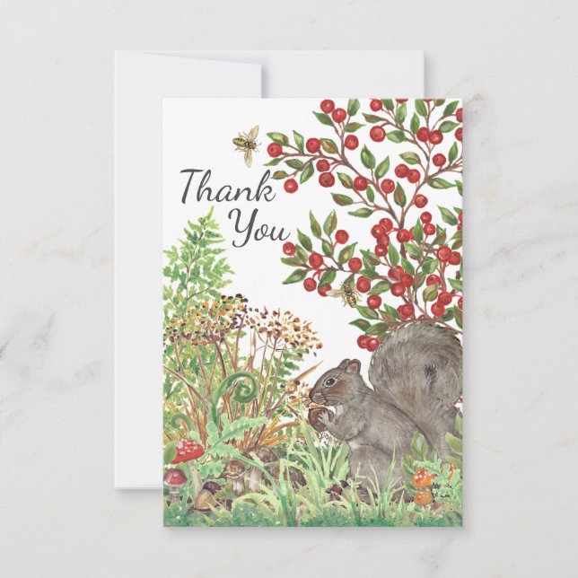 Tarjeta De Agradecimiento Gracias Rustic Squirrel Nature Woodland Animal (Anverso)