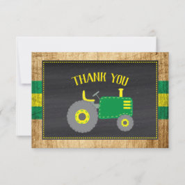 Tarjeta De Agradecimiento Gracias Rústico Green Tractor Baby Shower