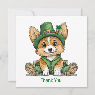 Tarjeta De Agradecimiento Gracias San Patrick's Day Corgi Dog