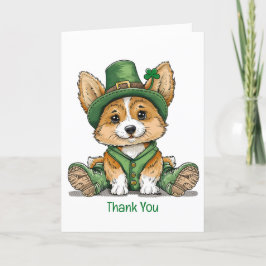 Tarjeta De Agradecimiento Gracias San Patrick's Day Corgi Dog