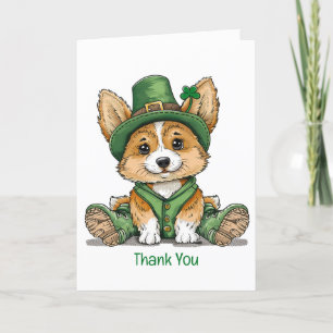 Tarjeta De Agradecimiento Gracias San Patrick's Day Corgi Dog