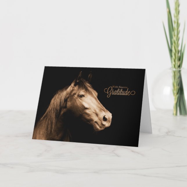 Tarjeta De Agradecimiento Gracias Sepia Occidental Toned Horse Blank (Anverso)