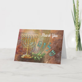 Tarjeta De Agradecimiento Gracias Shalom Menorah Hebrew Card