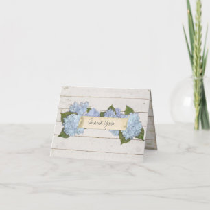 Tarjeta De Agradecimiento Gracias Shiplap Tabla de Madera Hydrangea Azul