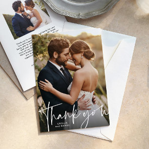 Tarjeta De Agradecimiento Gracias simple escritura foto de boda