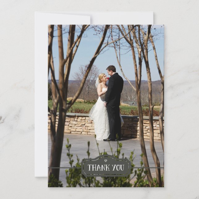 Tarjeta De Agradecimiento Gracias, simple foto de un personalizado gris dibu (Anverso)