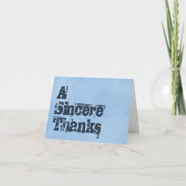Tarjeta De Agradecimiento Gracias Sincero Azul (Anverso)