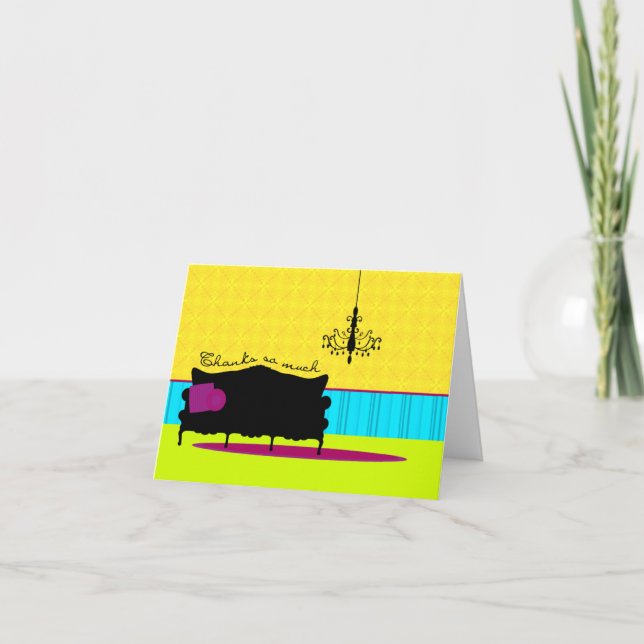 Tarjeta De Agradecimiento Gracias, sofá y almohadas (Anverso)