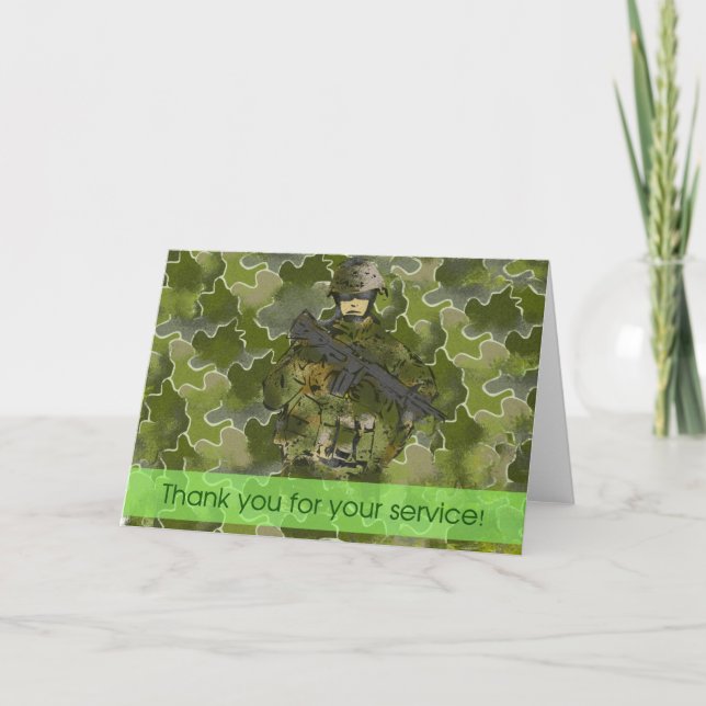 Tarjeta De Agradecimiento Gracias : Soldado Uniformado (Gracias1001) (Anverso)