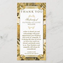 Tarjeta De Agradecimiento Gracias Solidaridad Elegancia Floral Dorada