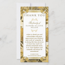 Tarjeta De Agradecimiento Gracias Solidaridad Elegancia Floral Dorada