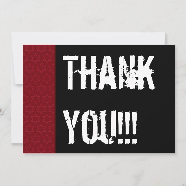 Tarjeta De Agradecimiento Gracias sorprender el blanco negro rojo W1978 del (Anverso)