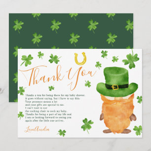 Tarjeta De Agradecimiento Gracias St Patrick trébol acuarela baby shower