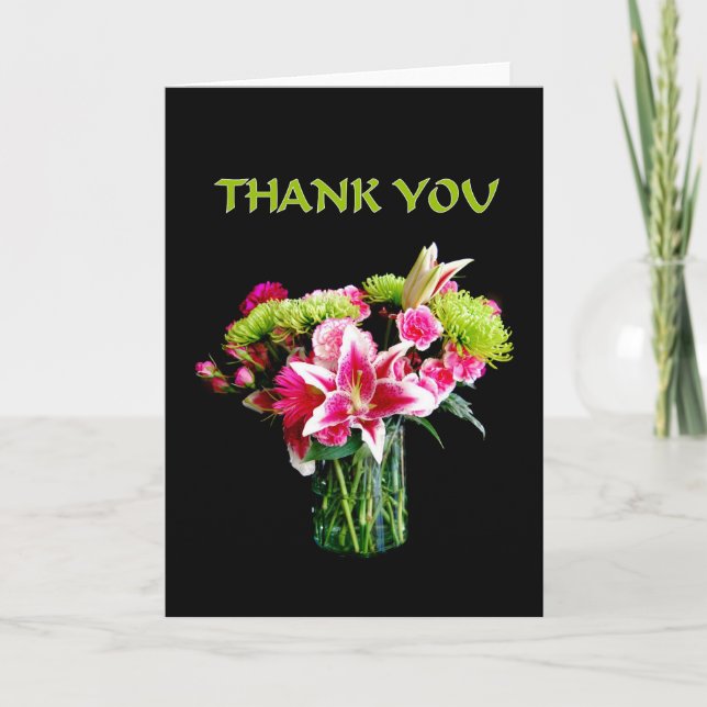 Tarjeta De Agradecimiento Gracias, Stargazer Lily Bouquet (Anverso)