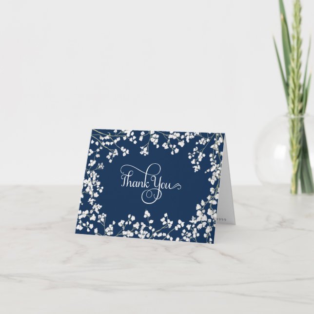 Tarjeta De Agradecimiento Gracias Stationery Baby's Breath Wreath Boda (Anverso)
