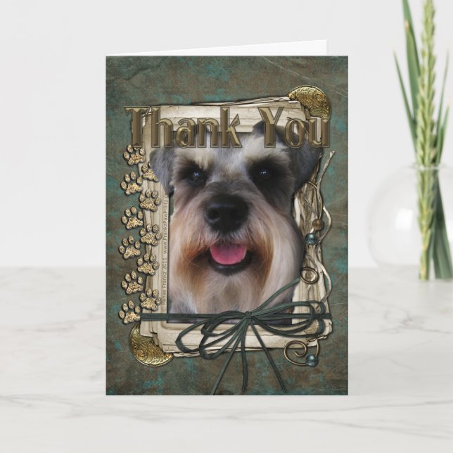 Tarjeta De Agradecimiento Gracias - Stone Paws - Schnauzer (Anverso)