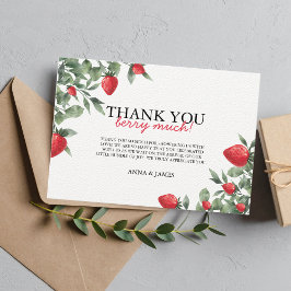 Tarjeta De Agradecimiento Gracias Strawberry Baby Shower