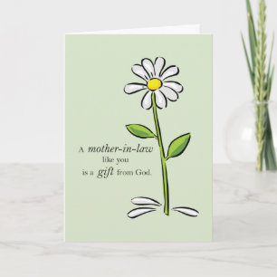 Tarjeta De Agradecimiento Gracias Suegra, Flor de Margarita Verde Religiosa