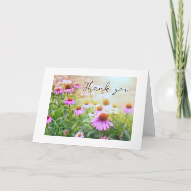 Tarjeta De Agradecimiento Gracias Sunny Pink Flower Garden (Anverso)