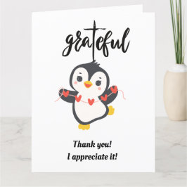 TARJETA DE AGRADECIMIENTO GRACIAS/TARJETA DE PENGUIN FOLDEADA GRACIAS