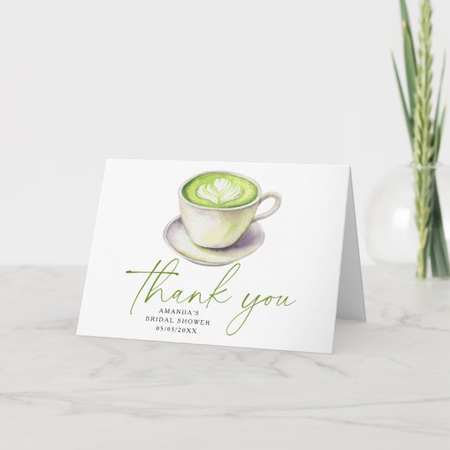 Tarjeta De Agradecimiento  Gracias Té Matcha Despedida de soltera  (Anverso)