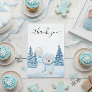 Tarjeta De Agradecimiento Gracias Teddy Bear Navidad Invierno 