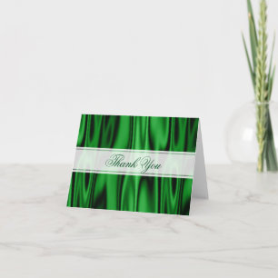 Tarjeta De Agradecimiento Gracias, tela satinada de imitación verde esmerald