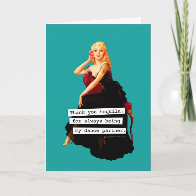 Tarjeta De Agradecimiento Gracias Tequila Ser Mi Compañera De Baile (Anverso)