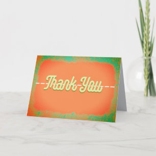 Tarjeta De Agradecimiento Gracias Texto Negrita Terra Cotta Y Verde azulado