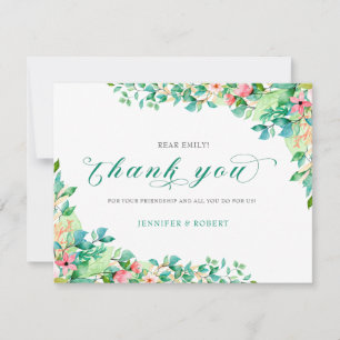 Tarjeta De Agradecimiento Gracias tipografía Frontera de flores costeras