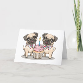 Tarjeta De Agradecimiento Gracias torta de pug pug de cumpleaños