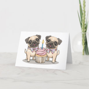 Tarjeta De Agradecimiento Gracias torta de pug pug de cumpleaños