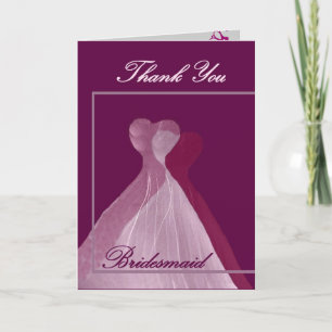 Tarjeta De Agradecimiento GRACIAS TÚ Bridesmaid Pink and Magenta Gowns