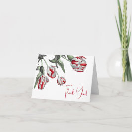 Tarjeta De Agradecimiento Gracias | Tulipanes rojos y blancos