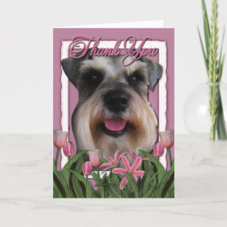 Tarjeta De Agradecimiento Gracias - Tulipanes rosados - Schnauzer