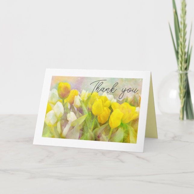 Tarjeta De Agradecimiento Gracias Tulips Delicate Watercolor (Anverso)