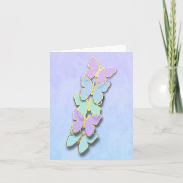 Tarjeta De Agradecimiento Gracias Turquoise Blue Purple Aqua Butterflies (Anverso)